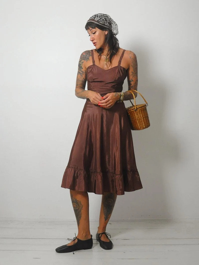 1950's Copper Bias Slip Dress Sexy unclassified dresses