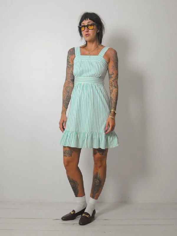 1980's Lanz Striped Sundress Ruffled unclassified dresses