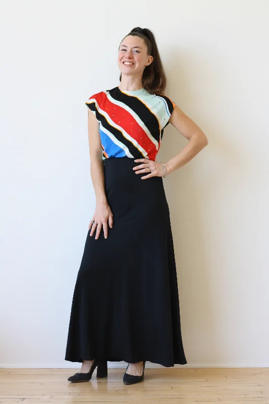 70s Jersey Gown Dark color unclassified dresses