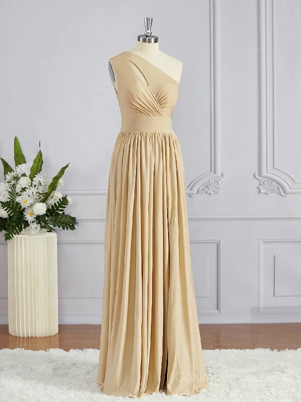 A-Line/Princess One-Shoulder Floor-Length Jersey Bridesmaid Dresses with Leg Slit Wrap unclassified dresses