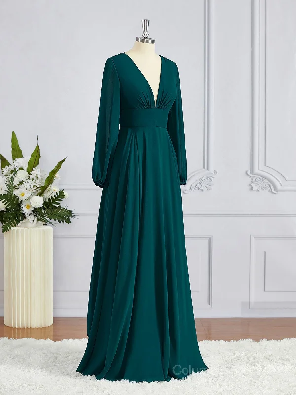 A-Line/Princess V-neck Sweep Train Chiffon Bridesmaid Dresses Knitted unclassified dresses