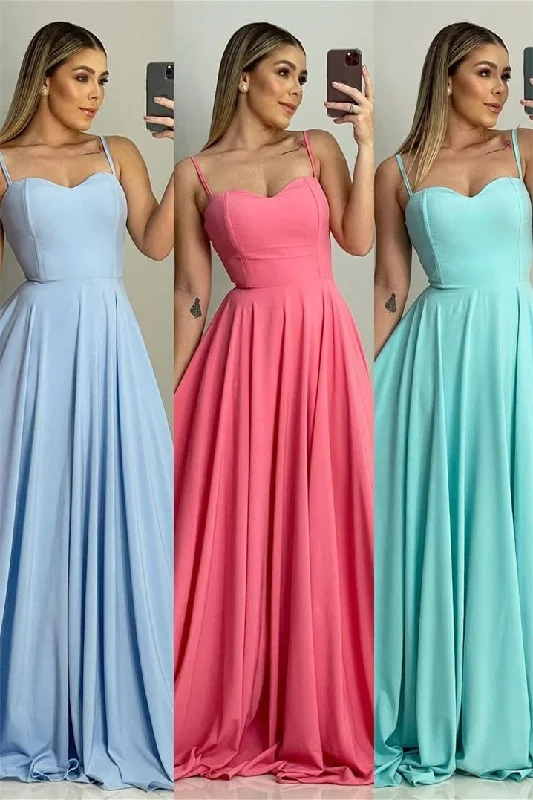 A-line Spaghetti Strap Sweetheart Sleeveless Floor-length Prom Dress Y2K unclassified dresses