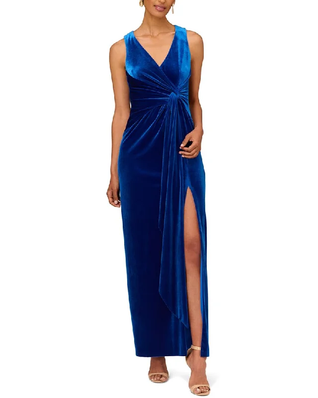 Aidan Mattox Stretch Velvet Column Gown Short unclassified dresses