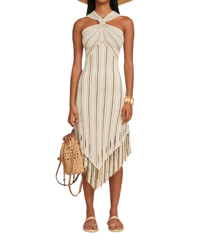 Alica Knit Dress In Beige One-shoulder unclassified dresses