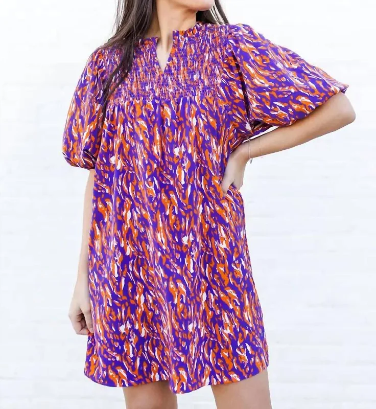 Amelia Dress In Tiger Tail Purple Vintage unclassified dresses