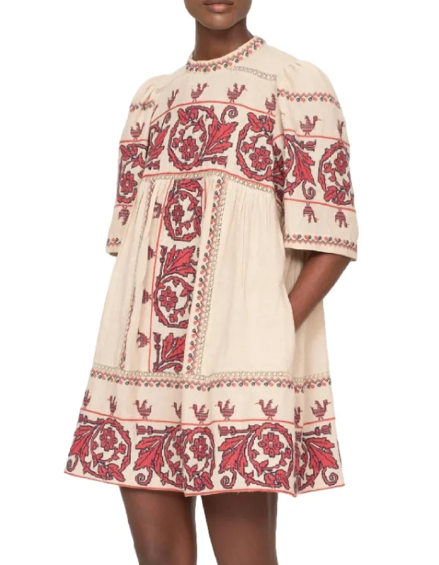 Beena Embroidery Dress In Taupe Club unclassified dresses