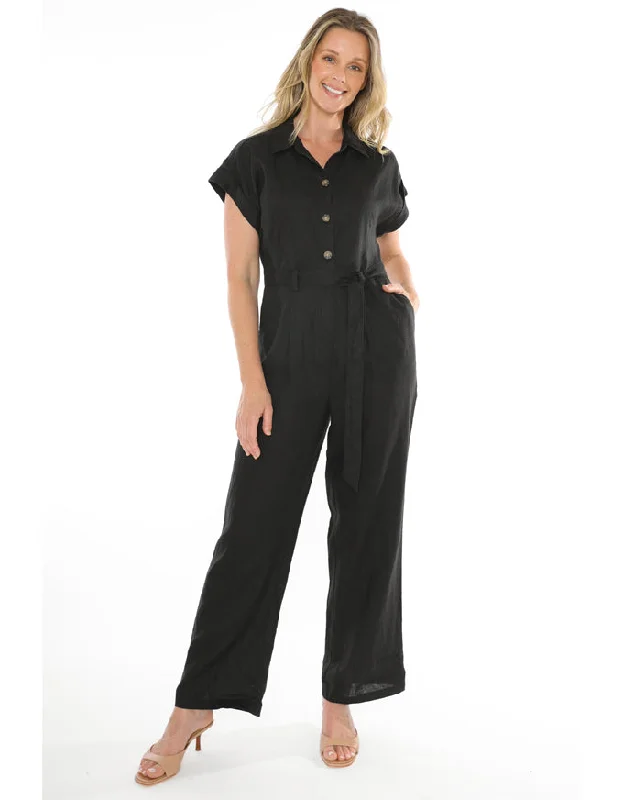 Black Linen Jumpsuit Floral unclassified dresses