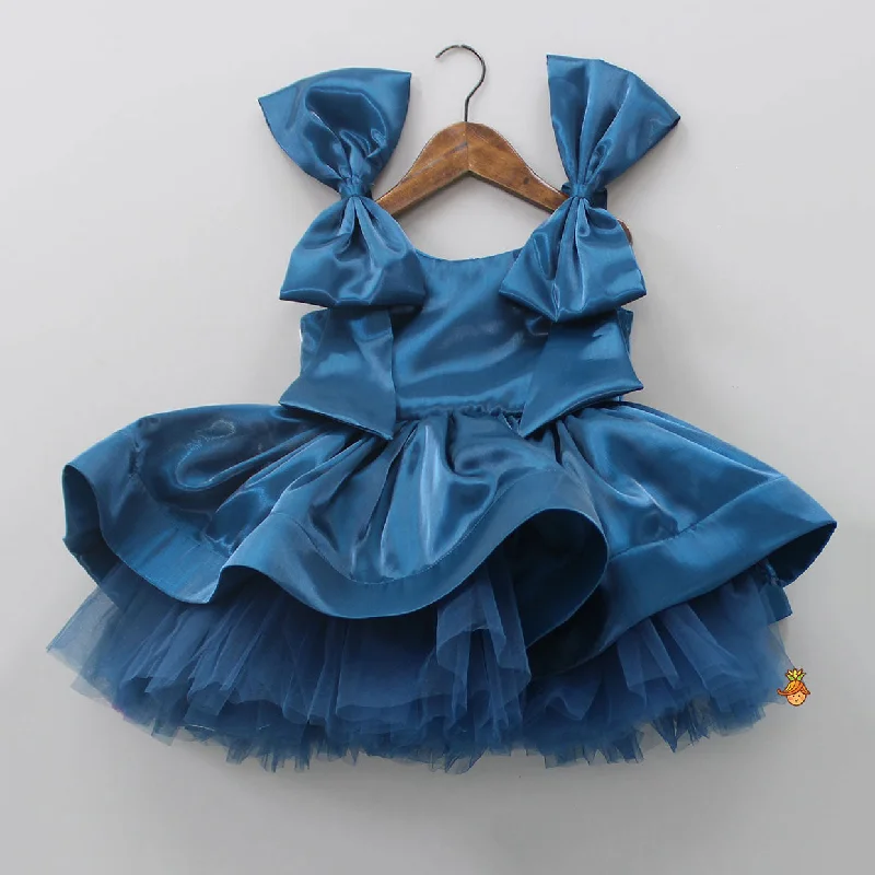 Bows Enhanced Gorgeous Blue Dress Flowy unclassified dresses