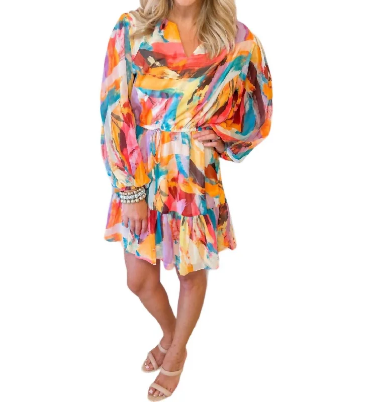 Brushstroke Olivia Dress In Multi-Colored Wrap unclassified dresses