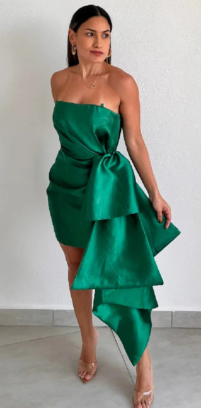 Captivating Style Green Satin Dress Wrap unclassified dresses