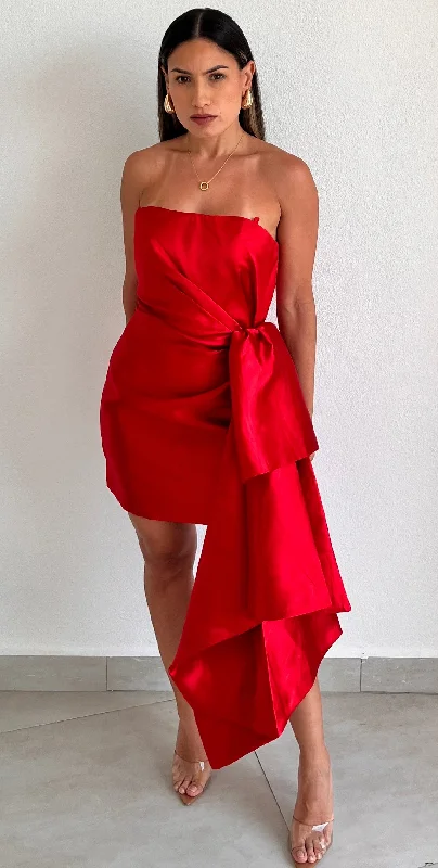 Captivating Style Red Satin Dress Luxury unclassified dresses