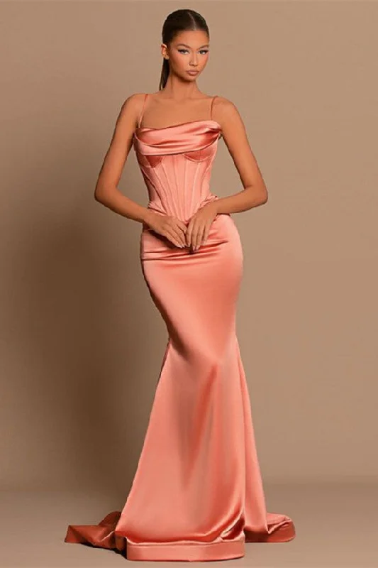 Charming Coral Spaghetti-Straps Prom Dress Mermaid Sleeveless Earthy tone unclassified dresses