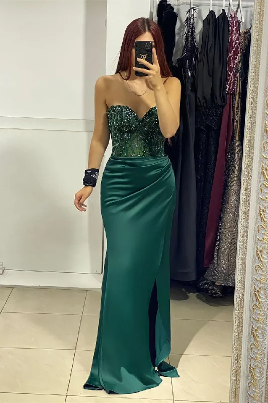 Charming Sweetheart Split Front Mermaid Evening Prom Dresses With Beading High-end unclassified dresses