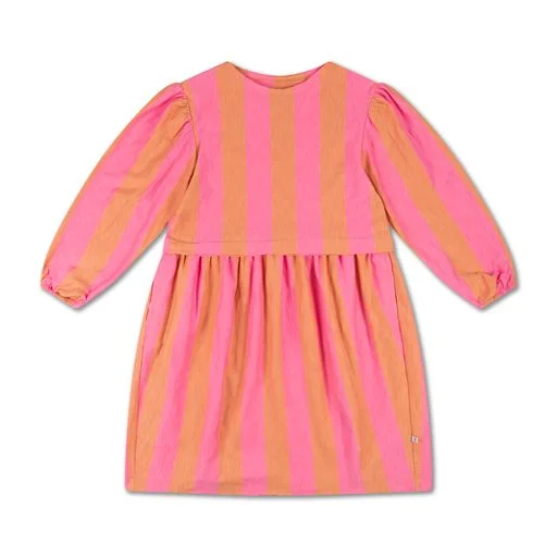 CORAL PINK BLOCK STRIPE DRESS High-low unclassified dresses