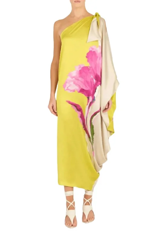 Crema Tunic Dress In Chartreuse Beige Flower Winter unclassified dresses