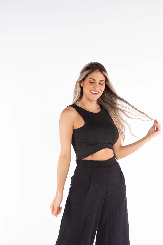 Croptop sleeve siza - Black High-low unclassified dresses