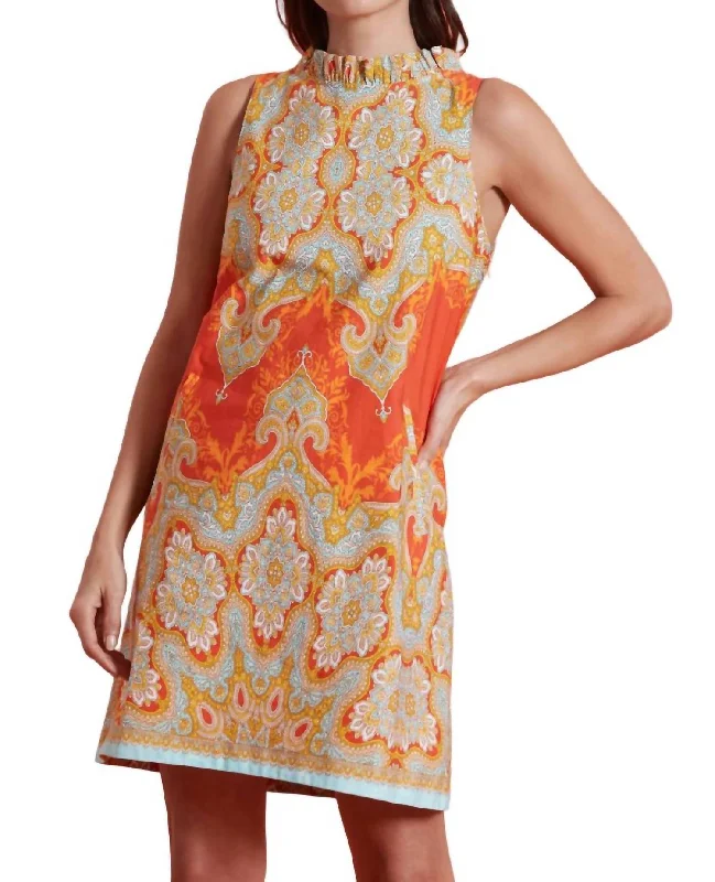 Ella Medallion Dress In Orange Multi Date night unclassified dresses