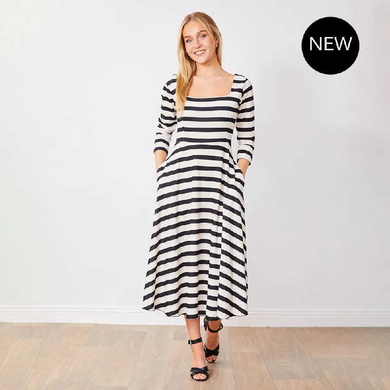 Elsie Dress (Black/White Stripe) Bold pattern unclassified dresses