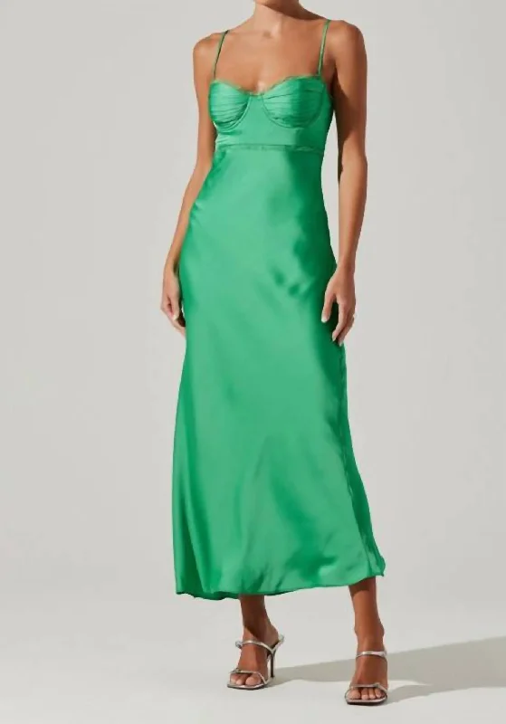 Florainne Slip Dress In Green Knitted unclassified dresses