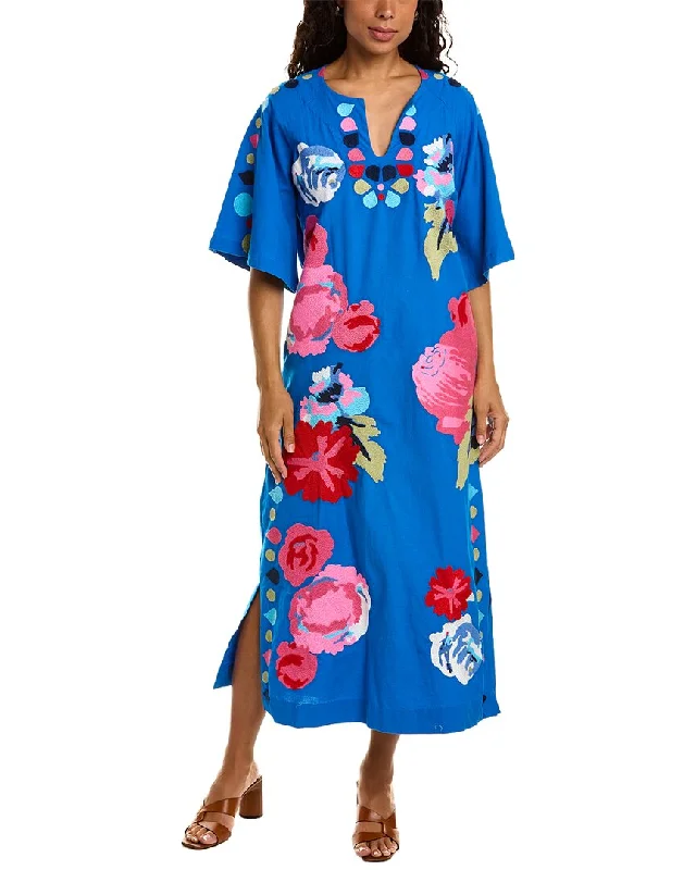 Frances Valentine Delightful Linen-Blend Caftan Smocked unclassified dresses