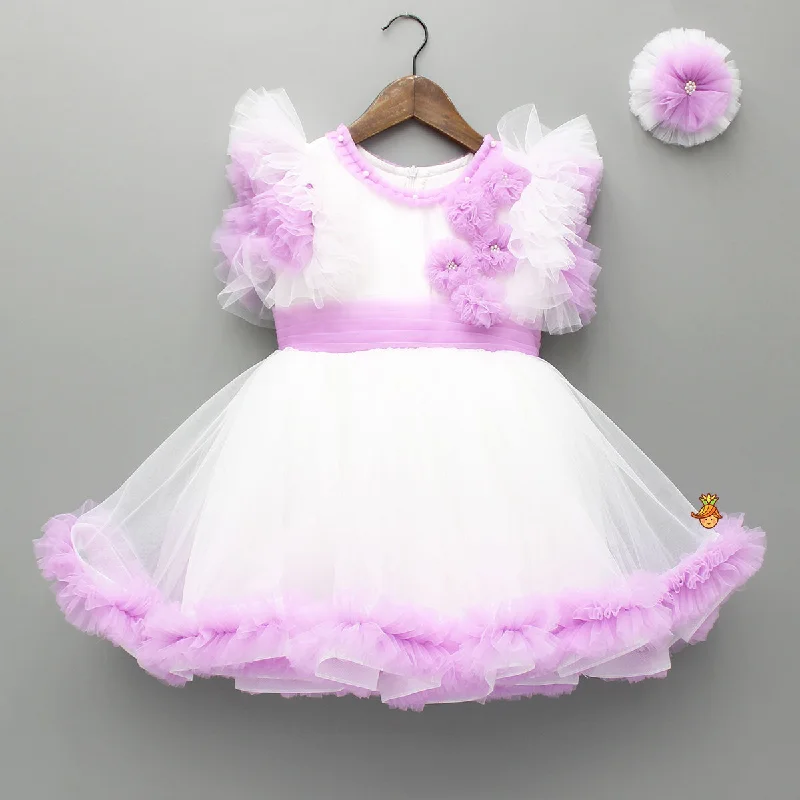 Frilly Flower Enhanced Dress With Matching Hairclip High-end unclassified dresses