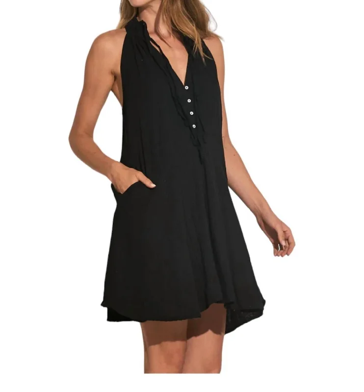 Gauze Halter Dress In Black Date night unclassified dresses