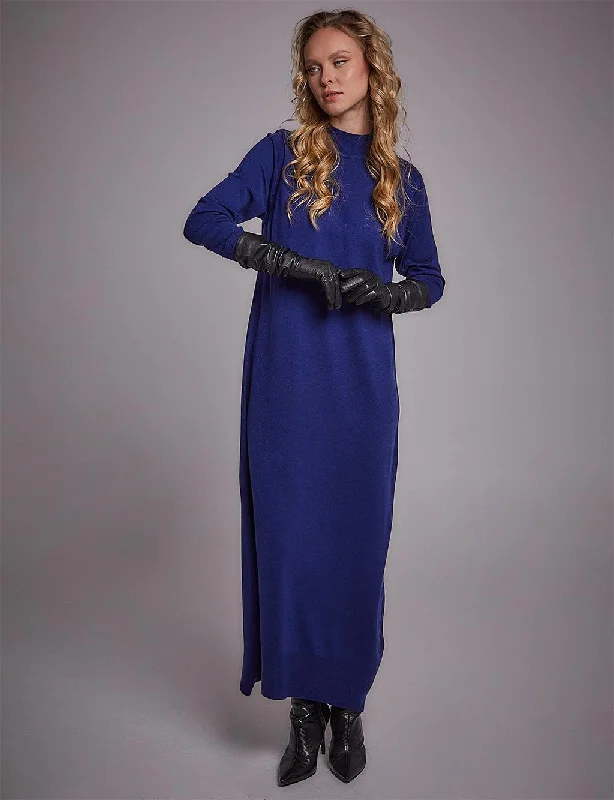 Half Turtleneck Knitwear Dress Indigo Winter unclassified dresses