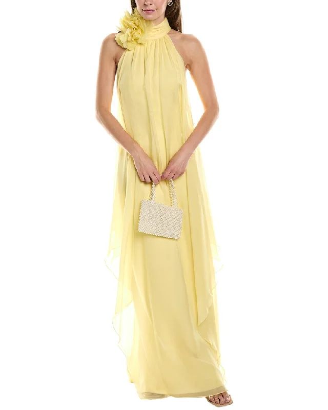 Halston Ginnie Chiffon Cape Gown Lightweight unclassified dresses