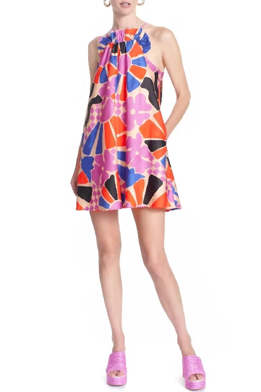 Harper Ruffle Neck Dress In Groovvy Chic unclassified dresses