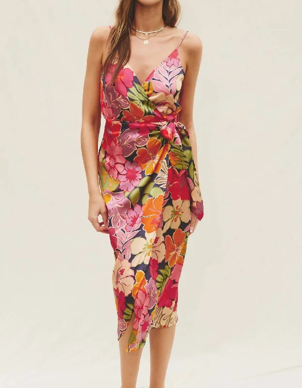 Hawaiian Print Wrap Dress In Multi Soft fabric unclassified dresses