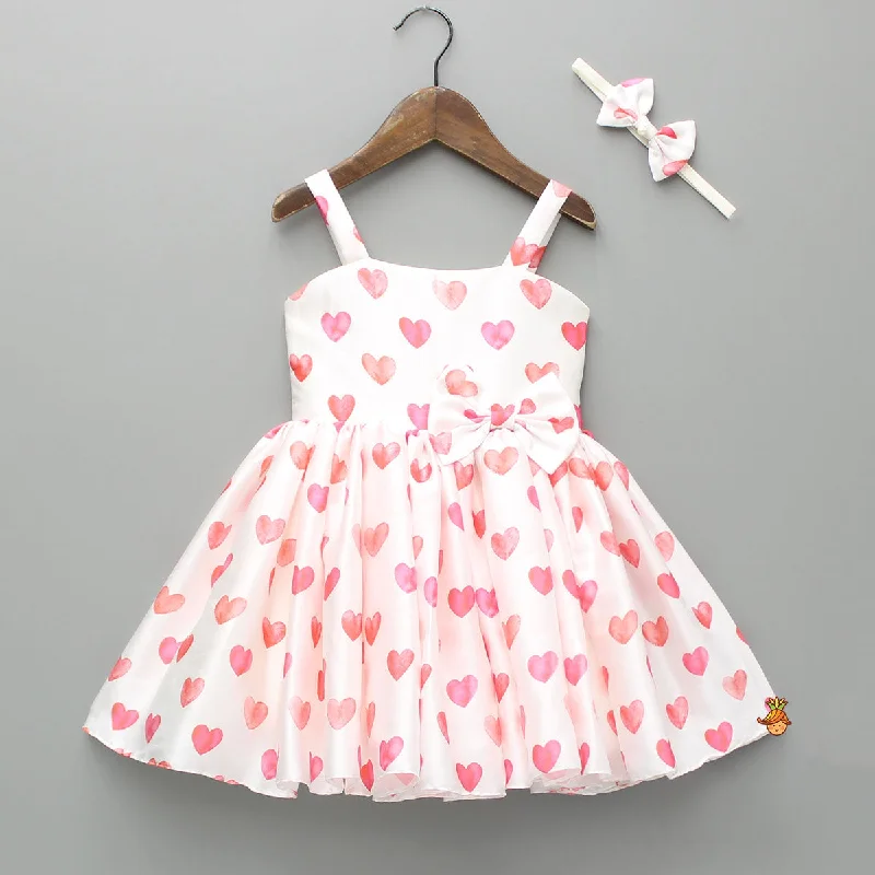 Heart Printed Strappy Dress And Bowie Headband Discounted unclassified dresses