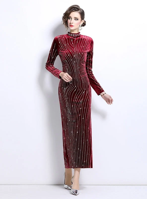 Heavy Industry Hot Drilling Slim Velvet Dress Lounge unclassified dresses