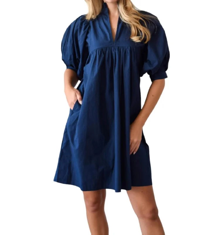 High Neck Dress In Navy Velvet unclassified dresses