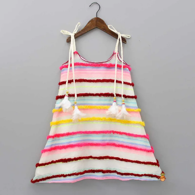 Horizontal Striped Multicolour Strappy Dress Discounted unclassified dresses