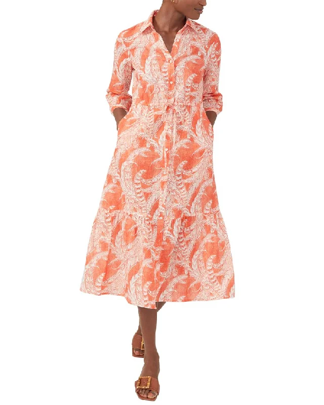 J.McLaughlin Fern flower Foley Linen-Blend Dress High-low unclassified dresses