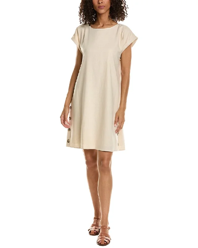 Jones New York Side Button Linen-Blend Swing Dress Y2K unclassified dresses