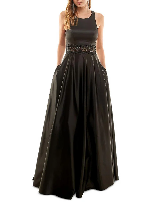 Juniors Womens Satin Embellished Evening Dress Women's unclassified dresses