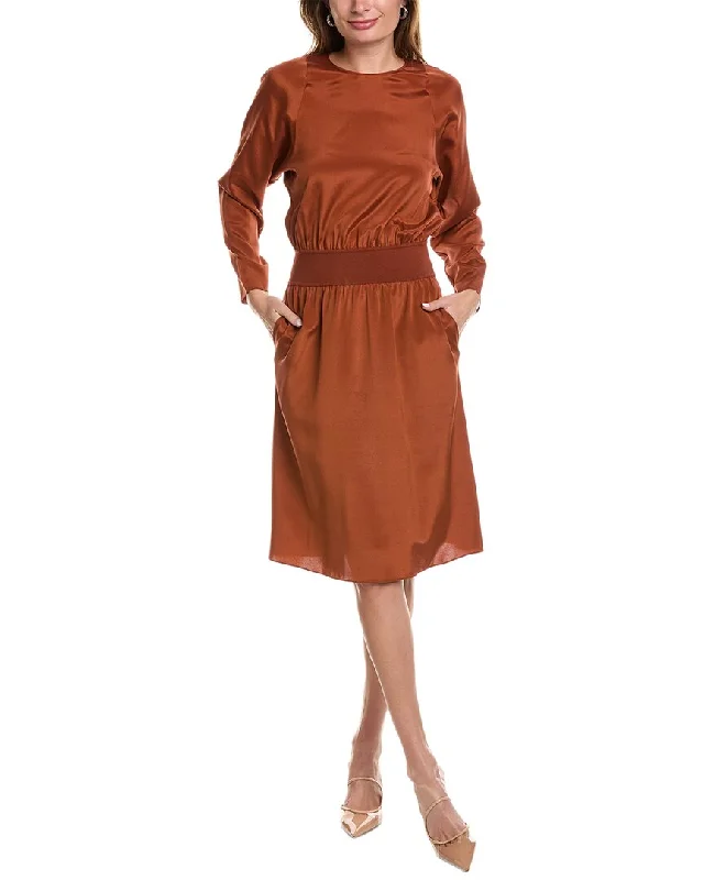 Lafayette 148 New York Blouson Silk-Blend Dress Tiered unclassified dresses