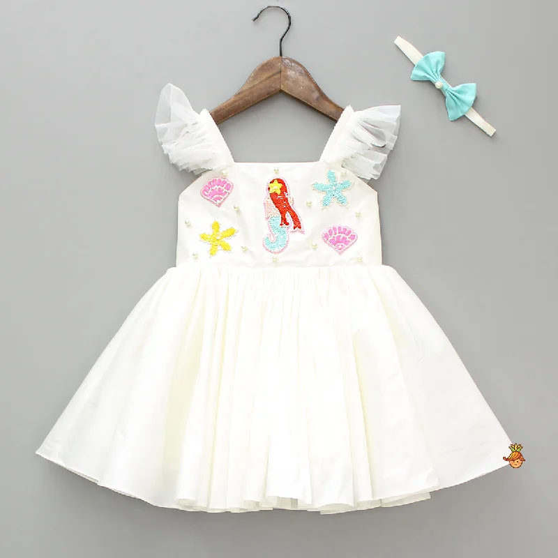 Mermaid Themed Flared Dress With Bowie Headband Vacation unclassified dresses