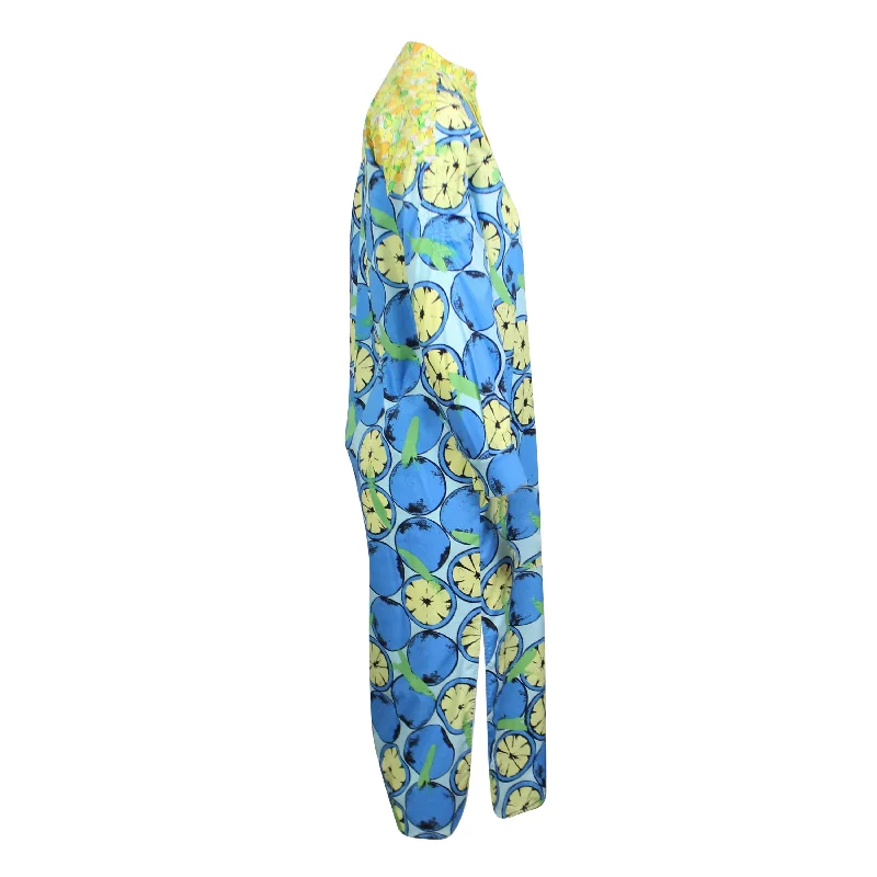 NWT BOUTIQUE MOSCHINO Multi Lemon Print Silk Pleated Bib Dress Silk unclassified dresses