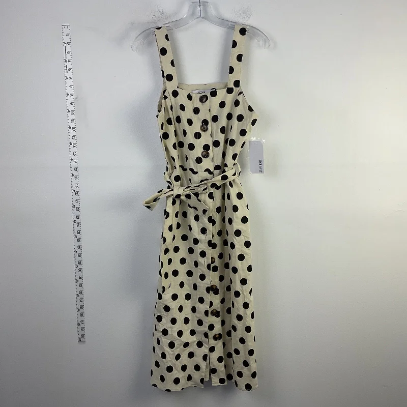 NWT Just Fab White Black Polka Dotted Maxi Dress - Women's Size M (Polyester) Button-front Maxi Skirt