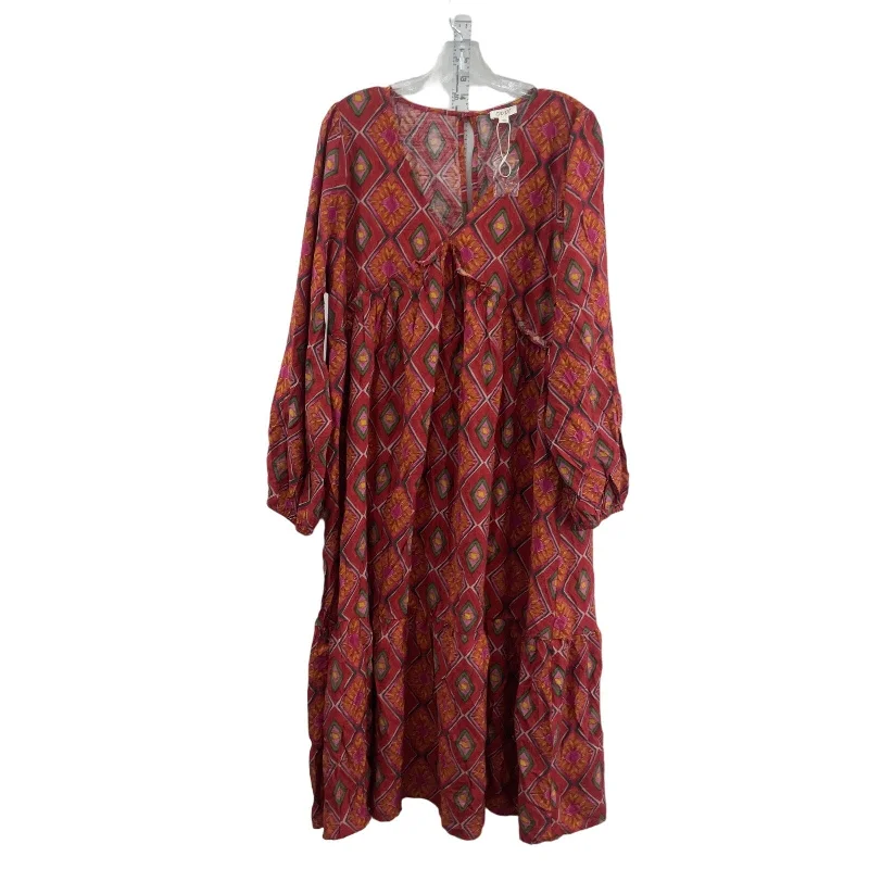 Oddi Bohemian Women's Burnt Red Long Sundress New With Tags - Rayon, Size L High-Low Maxi Skirt