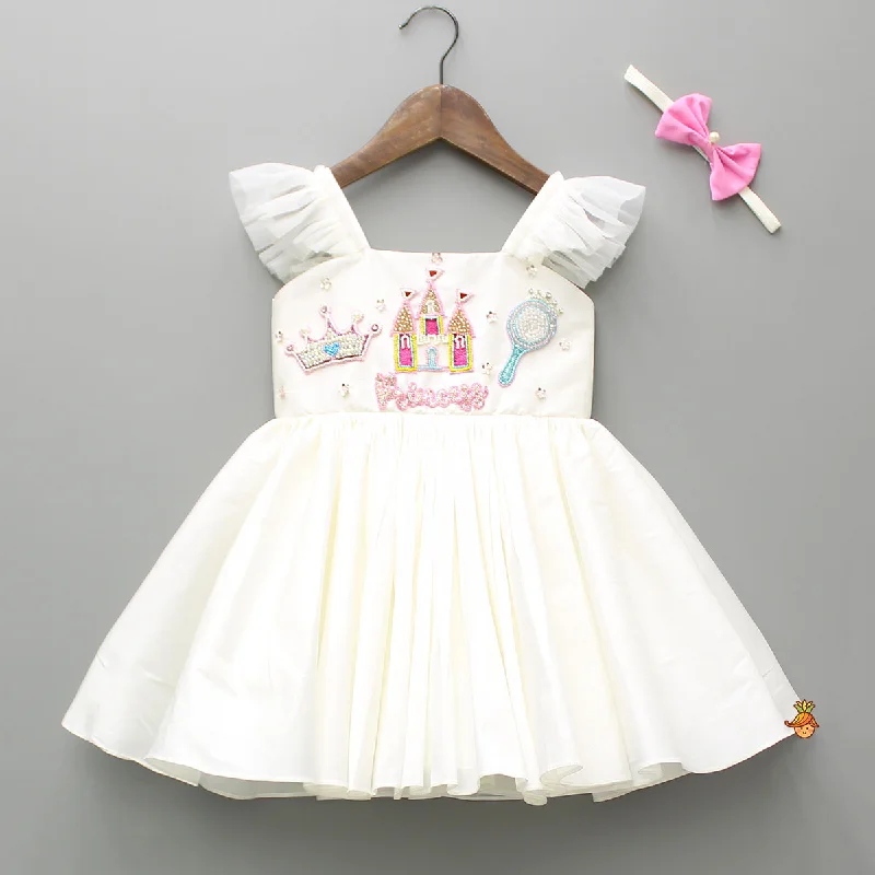 Off White Flared Dress With Bowie Headband Anniversary unclassified dresses