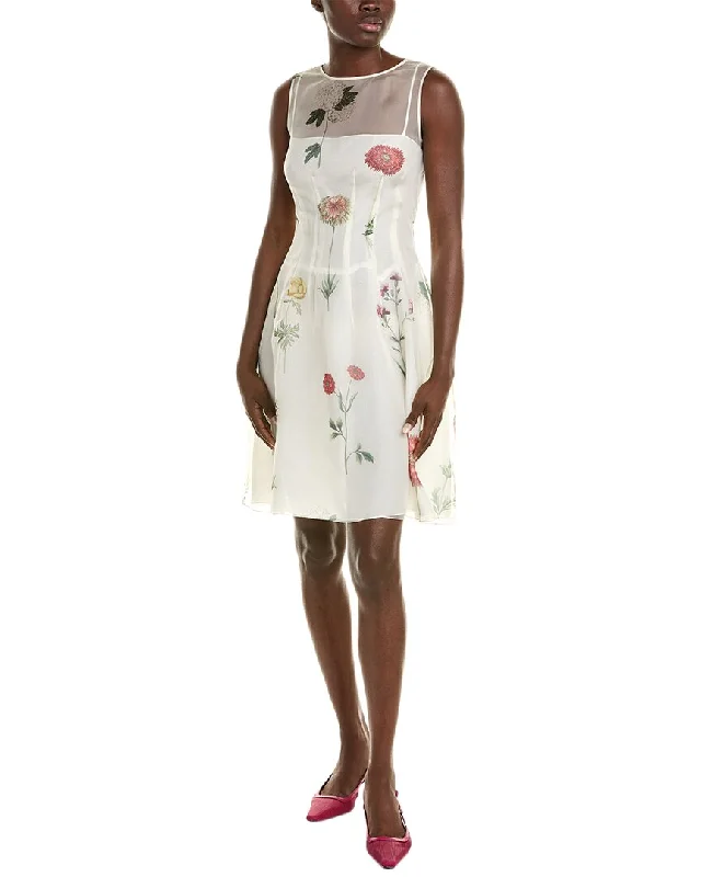 Oscar de la Renta Botanical Organza Silk A-Line Dress Trendy new unclassified dresses