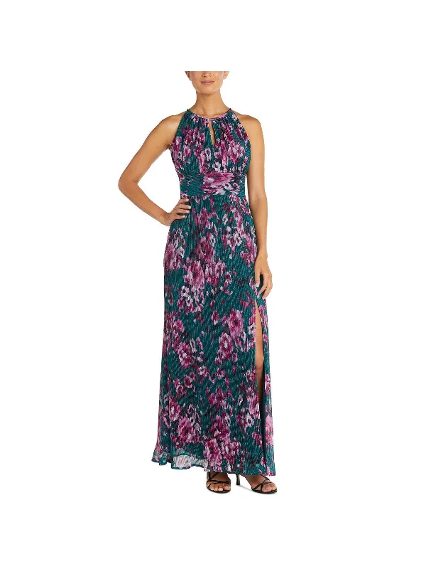 Petites Womens Floral Maxi Evening Dress Ruffle Long Maxi