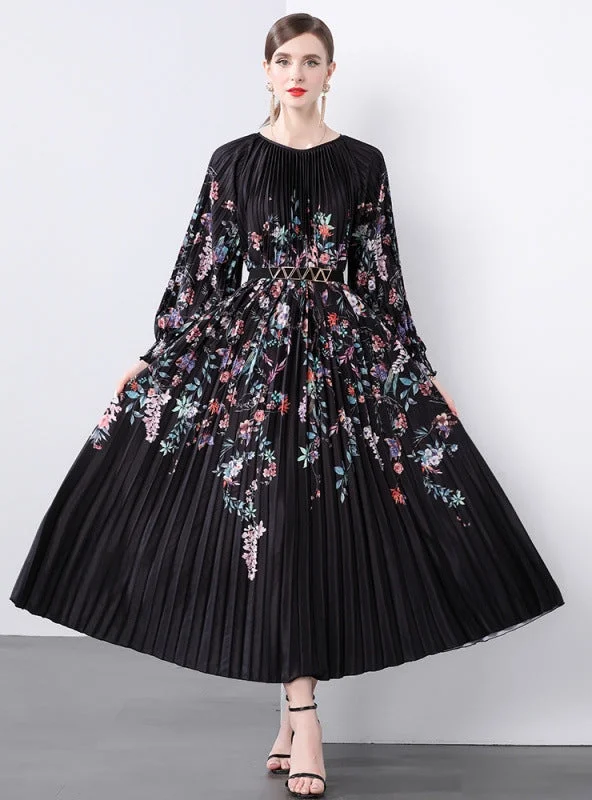 Pleated Print Oversized Pleated Dress Corset unclassified dresses