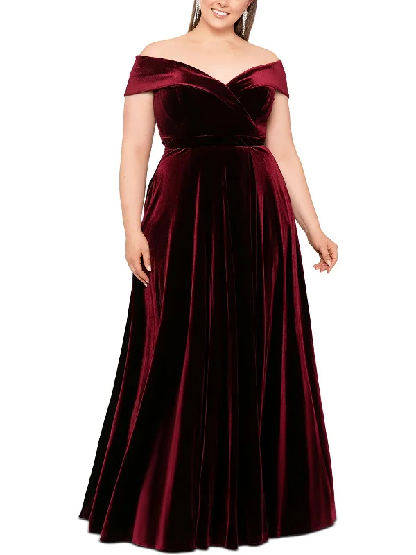 Plus Womens Solid Velveteen Evening Dress Fashionable unclassified dresses