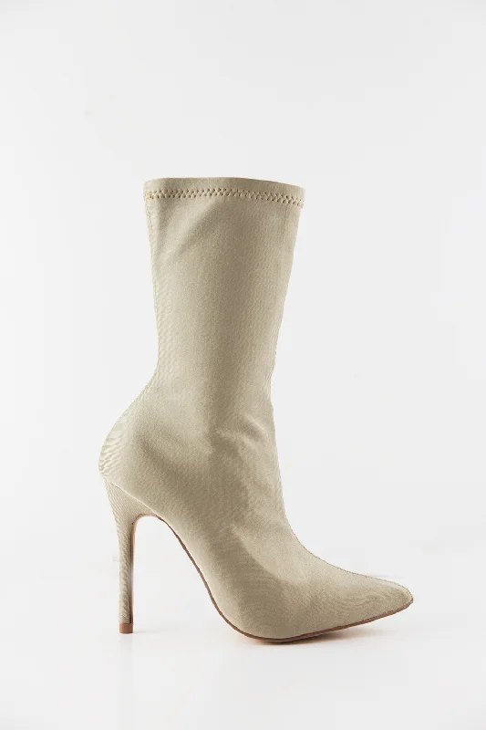 Pointy Sock Boots - Nude Stretchy unclassified dresses