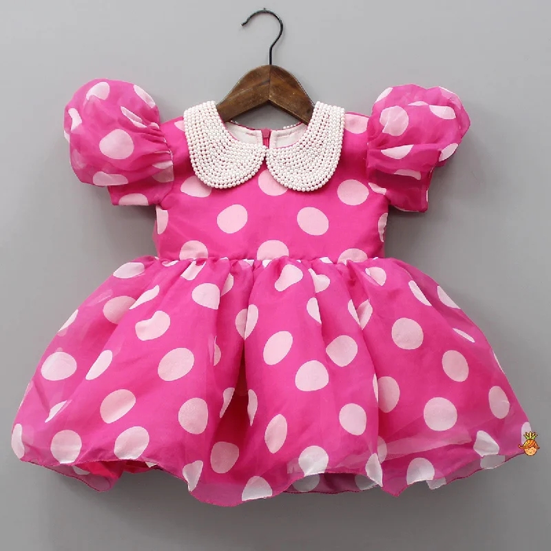 Polka Dots Printed Pink Dress Lightweight unclassified dresses