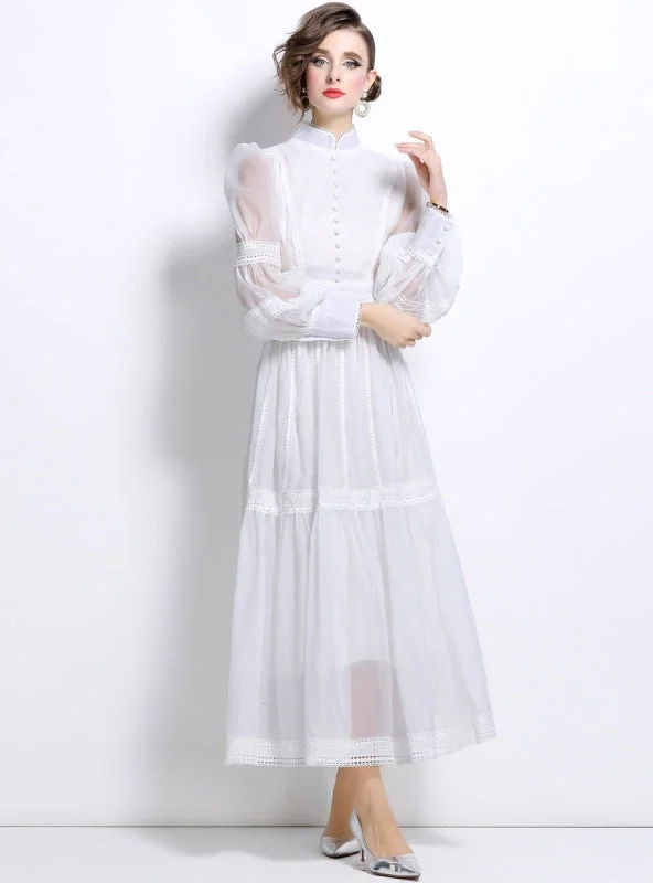 Princess Puff Sleeves Organza Slim Dress Travel unclassified dresses